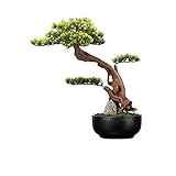 Künstlicher Bonsai Simulation Willkommen Kiefernbaum Bonsai Zen gefälschter Pflanzen Topf Teebouzimmer Wohnzimmer grüne Pflanzendekoration Ornamente 24,0 Zoll Zimmerbonsai Bonsai (Size : D)