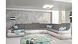 Stylefy U-Form Wohnlandschaft Alisa - Couchgarnitur (HxBxL): 100x297x375 cm - Polsterecke Kunstleder MADRYT Strukturstoff LARS Weiß GraU-Form Links mit Schlaffunktion und Stauraum