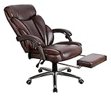 MUZIZY Bürostuhl Bürostuhl Ergonomischer Computerstuhl Bürostuhl Leder-Chefsessel mit Pedalspielsitz Stuhl (Farbe: Braun) Happy Many Times