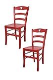 t m c s Tommychairs - 2er Set Stühle Cuore für Küche und Esszimmer, Robuste Struktur aus Buchenholz, in Anilinfarbe Rot lackiert und Sitzfläche aus Holz