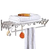 YUEGOO Badetuch Rack Wandmontage Kleidung Trocknungsregal Klappteleskope Haken Toilette Badezimmerregal Waschen/60 cm