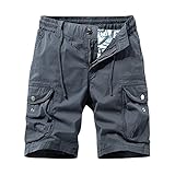 Dhyuen Cargohose Herren Shorts Lässige Freizeit Shorts Trainingshose Herren Casual Outdoor Freizeithose Laufshorts Sporthose Laufshorts Bermuda Jogginghose Sommer Sport Hose Für Männer（33,3-Gray）