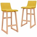 YUMENG Barhocker 2 STK Barstuhl, Bar Chair, Bar Stools, Tresenstuhl, Barstool, Thekenhocker, Küchenhocker, Tresenhocker, Senfgelb Stoff