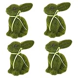 Warmhm 4 Stück Beflockter Hase Tierstatuen Für Den Außenbereich Esstischdekoration Geschenke Für Den Außenbereich Beflockte Hasenfigur Hase Beflockter Hase Osterparty Beflockter