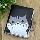 WYTX Brieftasche Anime Hatsune Miku PU Schwarz Kurze Null Brieftasche Geldbörse mit Innen Zipper Tasche Taste Stil Geld Tasche,Neko Atsume