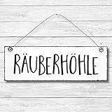 Räuberhöhle - Dekoschild Türschild Wandschild Holz Deko Schild 10x30cm Holzdeko Holzbild Deko Schild Geschenk Mitbringsel Geburtstag