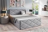 Modernes Boxspringbett Herakles Doppelbett Bett im Schlafzimmer Bettkästen (Grau - Inari 91, 200x200)