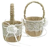 EinsSein 2X Streukörbchen Hochzeit Jute Flower 17x26x13 Blumenkorb Blumenmädchen Streukorb Korb Körbchen Blumenkörbe Blumenkinder Blumen Streukorb Streuen