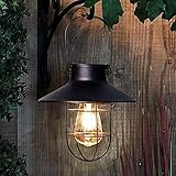 LED Solarlaterne für Außen Vintage Metall Solarlampen für Außen Hängend Outdoor Wasserdichte Solar Hängelampen Gartenleuchten für Gartenhof Patio Pathway Tree Decor (1 Pack schwarz)