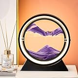 TEmkin Moving Art Sand LED-Tischlampe, 3D-Sanduhr, Tiefsee-Sandlandschaft, 360 drehbar, Treibsand, dekorative Nachtlichter, Heimdekoration, Lila, 30,5 cm