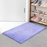 YIQI Badematte rutschfest Badvorleger Mit Chenille Mikrofaser Badezimmerteppich Saugfähig Weich Maschinenwaschbar für Dusche Toilette 40 x 60 cm (Lavendel)