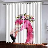 Gardinen Wohnzimmer Blickdicht Modern 2Er Set Rosa Flamingo Mit Ösen 140X160Cm Verdunkelungsvorhang Thermovorhang Hitzeschutz Blickdichte Vorhänge Schlafzimmer Kinderzimmer Mädchen Junge