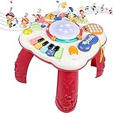 TONZE Spieltisch Baby Spielzeug ab 1 2 3 Jahre Kinderspielzeug Motorikspielzeug Lernspielzeug Activity Center Baby mit Lichtern Musikspielzeug Kinder Spielzeug Geschenk Mädchen Junge ab 1 2 3 Jahre