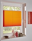 Plissee orange, verspannt, Breite 110cm x 130cm (max. Gesamthöhe Fensterflügel), mit Klemmträger / Klemmfix / ohne Bohren