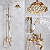 Wasserhahn Duscharmatur, Bad-Duscharmatur, 20,3 Cm Regenfall, Gold-Duschkopf, Bad-Duschset Mit Handbrause, Gold-Badewannen-Wasserhahn, Wandmontage