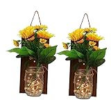 LIFKOME 2 Sets Einmachglas-Lichter Led-Dekor Led-Wandlampe Pflanzen-Dekor Hängeleuchte Wandbehang Vase Wandleuchte Hängende Led-Dekoleuchte Einmachglas-Hängelampe