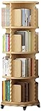 KAWIT Bookcase 360 ° drehbares Bücherregal stapelbar 2/3/4/5/6 Ebenen mit Rollen Aufbewahrungsständer aus Holz Modern Standregal Wohnzimmer Büromöbel Home Dekor