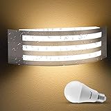 Wondlumi Wandlampe E27 Edelstahl IP44 LED Außenleuchte 230V Gebogen Balkon Wandleuchte Aussen inkl.1x 12W LED Warmweiß Glühbirne