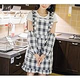 Küchenschürze, fleckenabweisend, Damenmode Latzschürze, niedlich, Größe Smock Baumwolle und Leinen, Größe (Farbe: Grau, Einheit: 2 Stück)