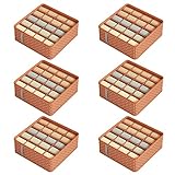 Manooby 6 Stück Kleider Organizer Boxen im Schrank Schubladen,Kleiderschrank Ordnungssystem für Socken,Stapelbar Stabile Aufbewahrungsbox | 32x32x11cm* 20 Fächer