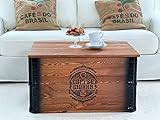 Uncle Joe´s Truhe Coffee Couchtisch Truhentisch im Vintage Shabby chic Style aus Massiv-Holz in braun mit Stauraum und Deckel Holzkiste Beistelltisch Landhaus Wohnzimmertisch Holztisch nussbaum