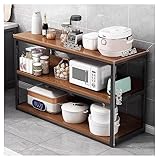 Metallregale, Mit Geländern Mikrowellenherd Rack Heavy Duty Regale für Küche Commercial Office Garage Lagerung (Farbe : Braun, Größe : 120x30x78cm)