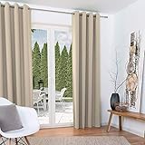 Beautissu Amelie 2er Set Gardinen - Blackout Vorhänge Blickdicht mit Ösen - Gardine 140x245 cm Vorhang Blickdicht - Verdunklungsgardine mit Ösen Schal Sand