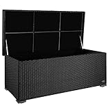 RS Trade® Exclusive 'Sienna' 650l Polyrattan Garten Kissenbox wetterfest (wasserdicht) 155 x 73 x 60 cm, Auflagenbox mit verstärktem Deckel und Gasdruckfedern, als Sitztruhe oder Tischplatte; Schwarz