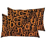 Kissenbezüge 2 Stück Englisches Alphabet Orange Sofakissen Waschbar Wohnkultur Kopfkissenbezug Mit Reißverschluss, Für Wohnzimmer, Stuhlmöbel, 40X60Cm
