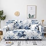 Sofabezug 4 Sitzer Blau Sofaüberwurf Stretch Elastisch,Moderne Joker Sofa Überzug,Antirutsch Sofahusse,Sofabezug L Form,Couch Überwurf,Sofa Sauber Bezug, Sofabezug Möbelschutz