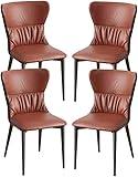 Moderne Küche Esszimmer Stühle Set Küche Tuch Esszimmerstuhl 4er Set Moderne Küche Wohnzimmer Lounge Thekenstühle Stabile Karbonstahl Metallbeine (Farbe: Braun Rot + Braun Grau, Größe: Grau L