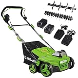 BRAST Akku Vertikutierer 40V Gartengerät 38cm Arbeitsbreite 50L Fangkorb + 2X Akku und Ladegerät 14 Modelle zur Auswahl Rasenmäher Heckenschere Trimmer Freischneider Hochentaster