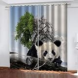 SAKKAI 3D Süßer Tierpanda Muster Schallschutz Vorhang 2Er Set Ösen Für Schlafzimmer Kinderzimmer, Gardinen Wohnzimmer Modern, Thermo Vorhänge Blickdicht Fensterdekoration 280X260cm (BxH)