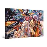 Startonight Bilder Orange Jazz Orchester Musik Malerei - Leinwandbilder Moderne Kunst - Abstrakte Wanddeko Kunstdrucke, Wandbilder XXL 80 x 120 cm, Tag Nacht Bild