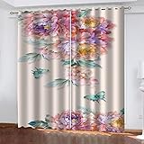 LAMPPE Vorhang Blickdicht Mit Ösen 3D Schmetterling Pfingstrose Blume Druck Muster Thermo Verdunklungsvorhänge, Gardinen Für Schlafzimmer Wohnzimmer Kinderzimmer Fensterdekoration H 210 X B 110 cm 2