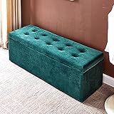 Wohnzimmer-Eingangsbereich, bequemer Ruhe-Fußhocker, Schuhbank, moderne Hocker-Bank mit Stauraum für Zuhause, Premium-Samt-gepolsterte Bett-Endbank mit Stauraum, Grün, 80 x 40 x 40 cm (31 x