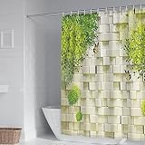 Aotiwe Badezimmer Vorhang Wasserfest, Bad Vorhang Set Baum und Schmetterling Grün Gelb Polyester 150X200cm