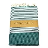 ANNA ANIQ Hamamtuch Fouta Sauna-Tuch XXL Extra Groß 200 x 100cm - 100% Baumwolle aus Tunesien als Strand-Tuch, orientalisches Bade-Tuch, Picknick, Yoga, Schal, Pestemal, Strand-Handtuch (Dunkel-Grün)