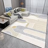 RUGMRZ Teppich Kurzflor Deko Teppich Wohnzimmer grau gelb geometrisches Muster weich und Nicht verblassen Zimmers Teppichboden 160X230CM