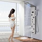 -Duschpaneel, Turm-Wasserhahn, Edelstahl, Regenkopfsystem, Massagedüsen-Wasserhahn, Schwarz,Gebürstetes Nickel