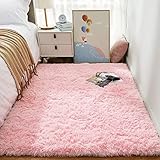 HEQUN Hochflor Teppich Wohnzimmer Super weich Shaggy Teppich Flauschiger,Soft Area Rug Teppiche für Wohnzimmer Esszimmer Kinderzimmer Schlafzimmer (Rosa, 80 X 160 cm)