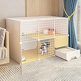 Katzenkäfig – Katzengehegekäfig mit Katzentoilette, DIY-Katzenlaufstall für den Innenbereich, Abnehmbarer Metalldraht-Kätzchenzwinger, Kleintierkäfig für Haustier 1–2 Katze (A 111 x 49 x 111 cm) (B 1