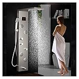 Wasserfall-Regenduschsystem LED Duschpaneel Wasserfall Regen Digitalanzeige Duscharmatur Set SPA Massage Jet Badezimmer Säulenmischbatterie Turmsystem Unterputzdusche (Color : Style 01 With LED)