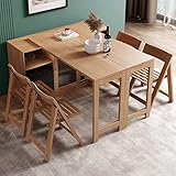 Multifunktionaler Klapp-Esstisch, 2-in-1-Tischschrank aus massivem Holz, Kleiner Schrank, Sideboard, mehrschichtige Aufbewahrung, für Küche, Wohnzimmer, Restaurant, 135 x 130 x 80 cm