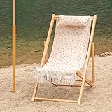 FAVEDECOR Faltbarer Liegestuhl Sonnenliege Klappbar Gartenliege Rückenlehne Hölzerner Strand Stuhl Liegestuhl, Gartenliege aus Holz Liegestuhl/Relaxliege/Strandstuhl, 4 Positionen, bis 100 kg