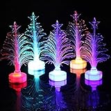 AILOS Mini LED Weihnachtsbaum Kleine Lichter 7 Farbwechsel Glasfaser Weihnachtsbaum mit LED Nachtlicht Dekorative Tischlampe Stimmungslampe