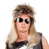 Boland 86060 - Perücke Ryan, Vokuhila, Blond-Braun, 80er Jahre, Kunst-Haar, Assi-Frisur, Proll, Rockstar, Trainingsanzug, Bad Taste Party, Accessoire, Mottoparty, Karneval