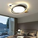 LED-Deckenleuchte, Dimmbar Mit Fernbedienung, Moderne 28 W Kreativität, Runder Acryl-Lampenschirm, Design-Kronleuchter For Schlafzimmer, Wohnzimmer, Esszimmer, Küche, Flur, Lampe (Color : Black)