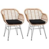 Casaria Poly Rattan 2er Set Korbsessel Bali mit Auflage Armlehne Metall Wetterfest Garten Gartenstühle Outdoor Esszimmer