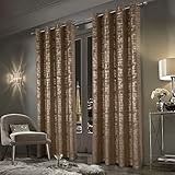 always4u Weiche Samtvorhänge, 100 % Verdunkelung, Fensterbehandlungen, Energieeffizienz für Schlafzimmer, Goldfolie, bedruckt, glänzend, Luxus-Vorhänge, 1 Paar, Braun, 66 x 72 cm